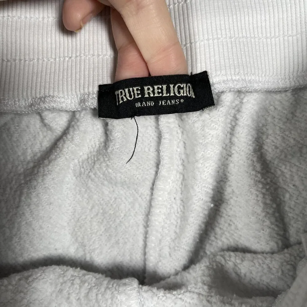 True Religion Sweat Shorts Womens Size S White French Terry Cotton Polyester
